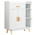 thumbnail image 1 of Gymax Floor Storage Cabinet Free Standing Cupboard Chest w/1 Drawer 2 Doors 3 Shelves, 1 of 10