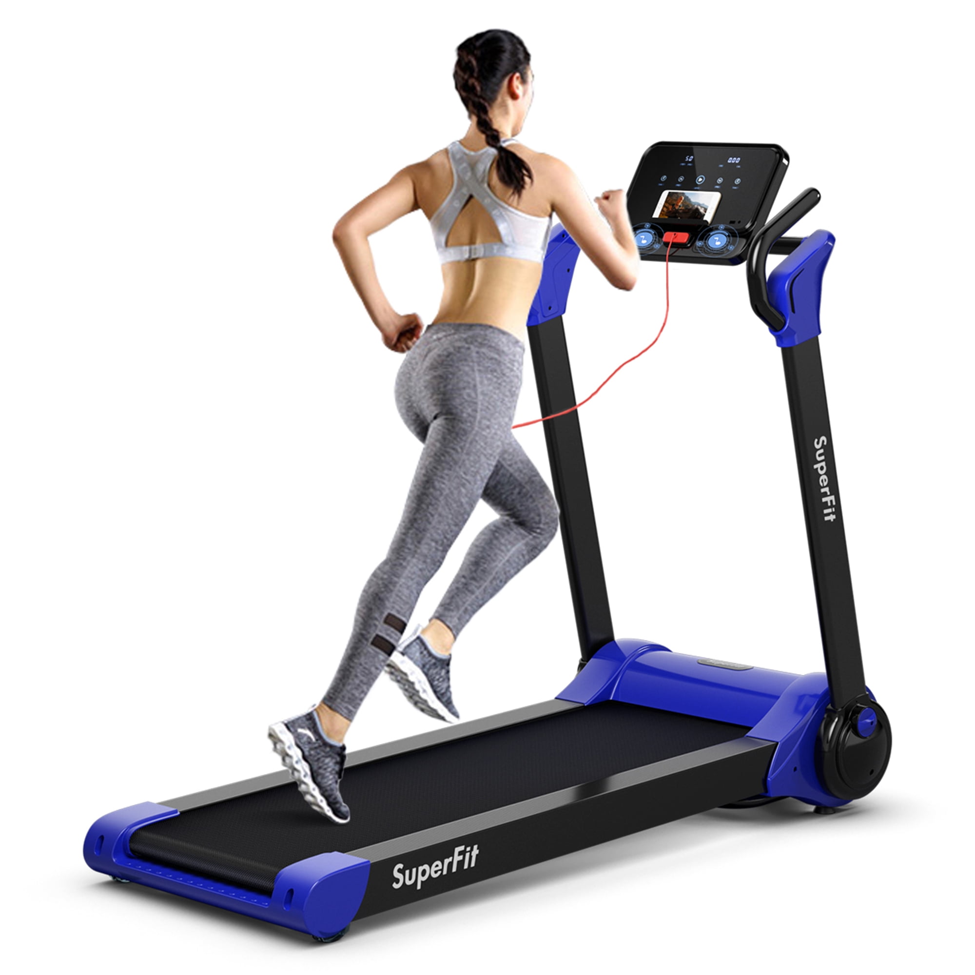 Gymax Folding 2.25HP Electric Treadmill Running Machine w LED Display Navy Walmart Business Supplies