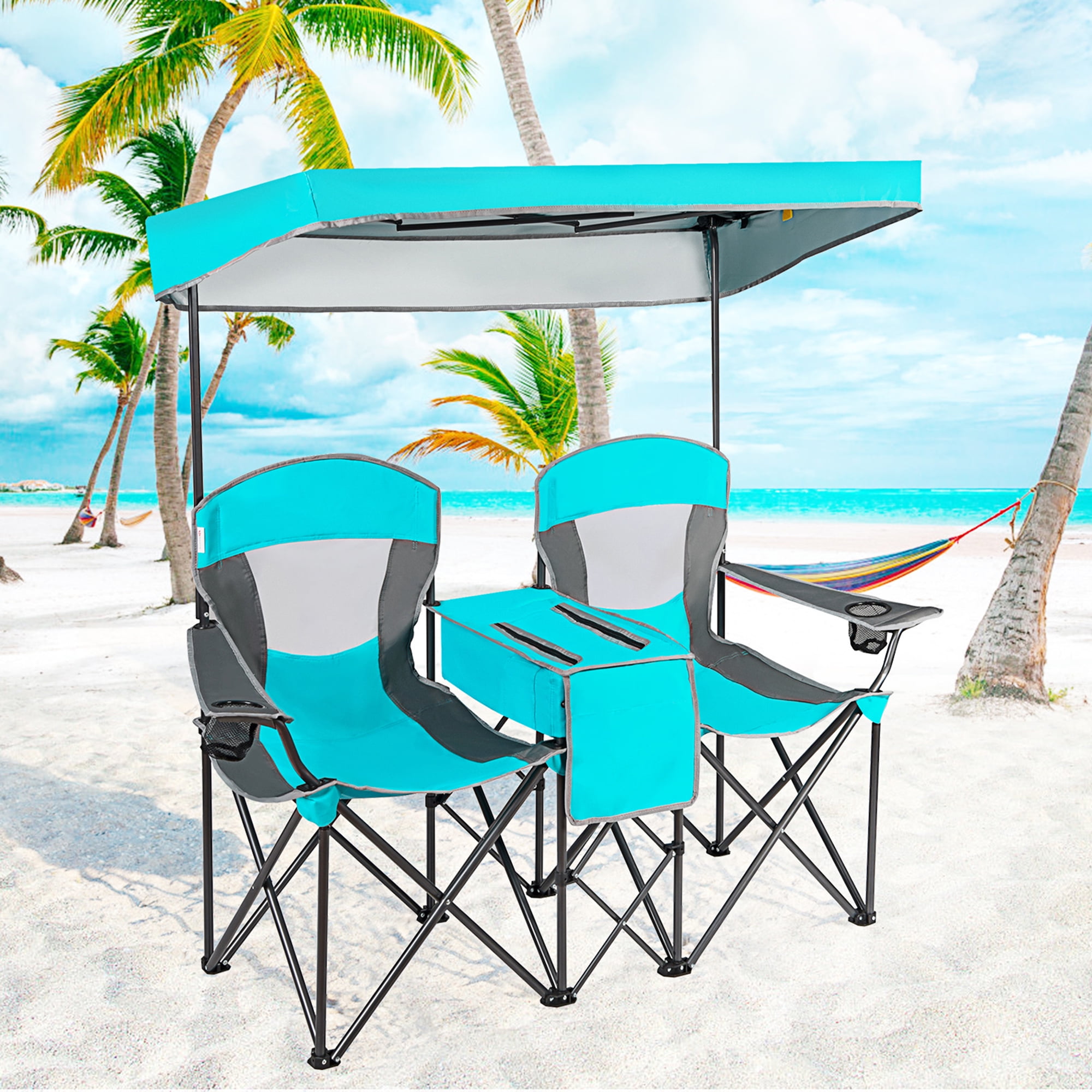 Beach chairs discount with sun shade