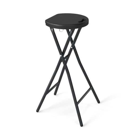 Gymax Folding Bar Stool 27.5'' Counter Height Backless Bar Chair w/HDPE Seat for Island Black