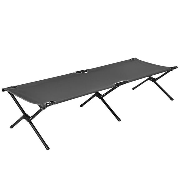Gymax Folding Camping Cot & Bed Heavy-Duty for Adults Kids w/ Carrying Bag 300LBS Grey