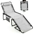 thumbnail image 1 of Gymax Folding Chaise Lounge Portable Lay Flat Reclining Chair w/ 4-Level Backrest Side Pocket Gray, 1 of 9
