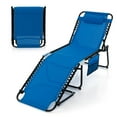 thumbnail image 1 of Gymax Folding Chaise Lounge Portable Lay Flat Reclining Chair w/ 4-Level Backrest Side Pocket Navy, 1 of 6