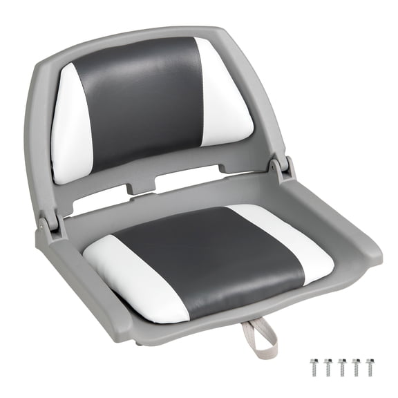 Gymax Folding Fishing Boat Seat w/High-density Sponge Cushion PVC Surface & PP Frame White