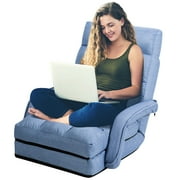 Gymax Folding Floor Chair Adjustable Armchair Chaise Lounge Chair Lazy Sofa Blue
