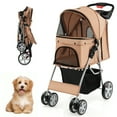 thumbnail image 1 of Gymax Folding Pet Stroller 4-Wheel Pet Travel Carrier w/Storage Basket Beige, 1 of 9