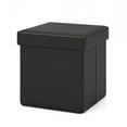 thumbnail image 1 of Gymax Folding Storage Ottoman Upholstered Square Footstool PVC Leather 10.5 Gallon Black, 1 of 10