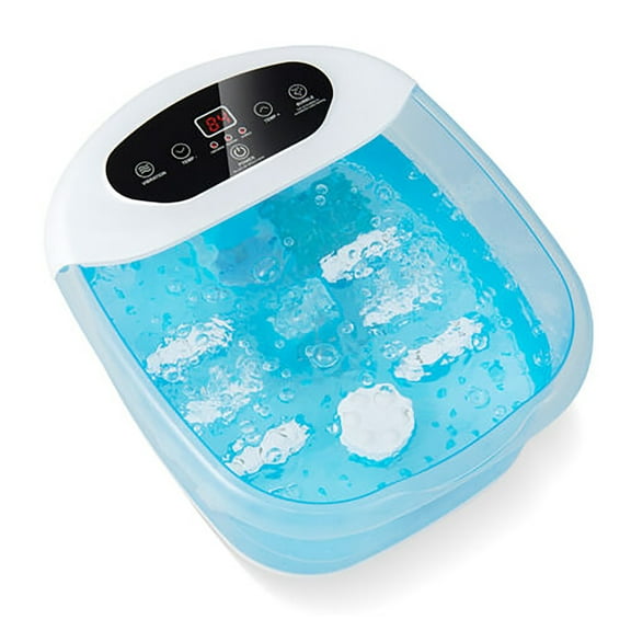 Gymax Foot Spa Massager Foot Bath Soak Tub with Heat Bubble Massage Beads Blue