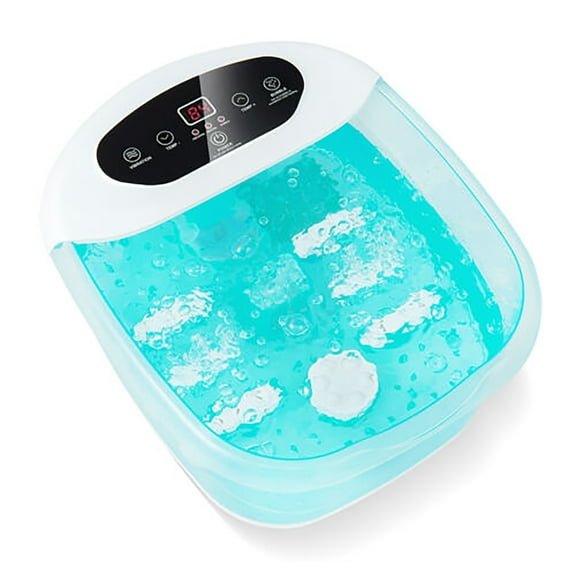Gymax Foot Spa Massager Foot Bath Soak Tub with Heat Bubble Massage Beads Lake Blue