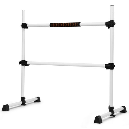 Gymax Freestanding Ballet Barre Adjustable Double Stretching Dance Bar Silver