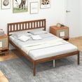 thumbnail image 1 of Gymax Full Platform Bed with Headboard Solid Wood Leg Mattress Foundation Walnut, 1 of 9