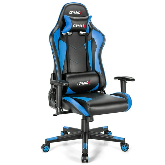 Gymax Gaming Chair Adjustable Swivel Racing Style Computer Office Chair Blue