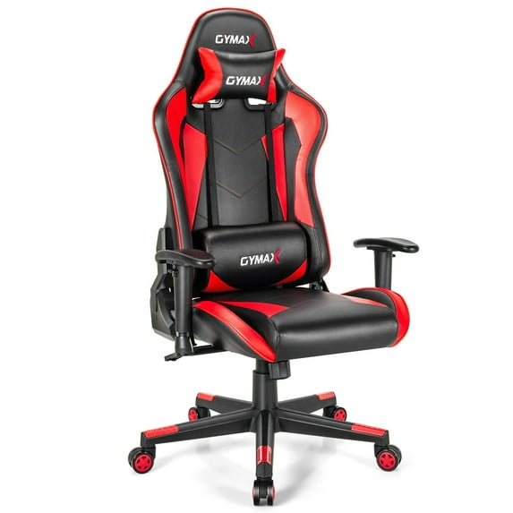 Gymax Gaming Chair Adjustable Swivel Racing Style Computer Office Chair Red