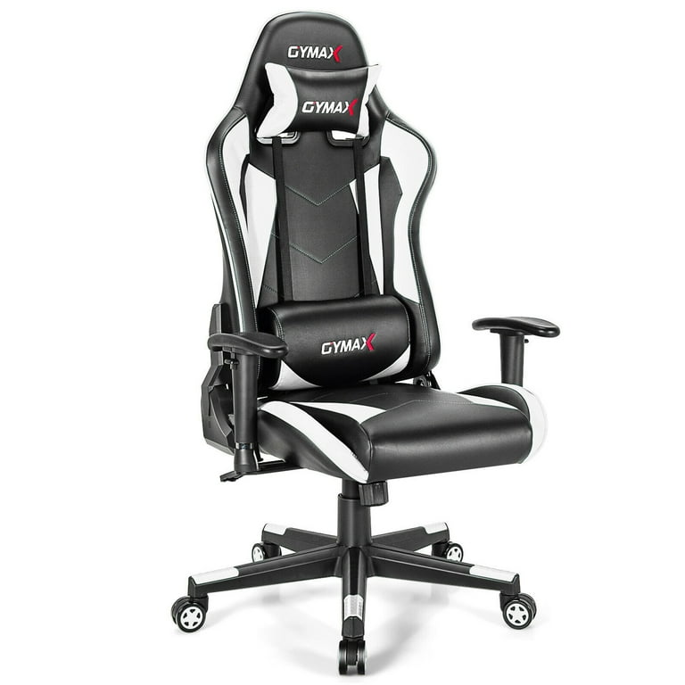 Gymax Gaming Chair Adjustable Swivel Racing Style Computer Office Chair White