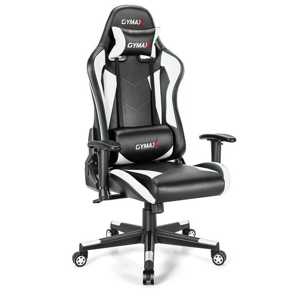 Gymax Gaming Chair Adjustable Swivel Racing Style Computer Office Chair White