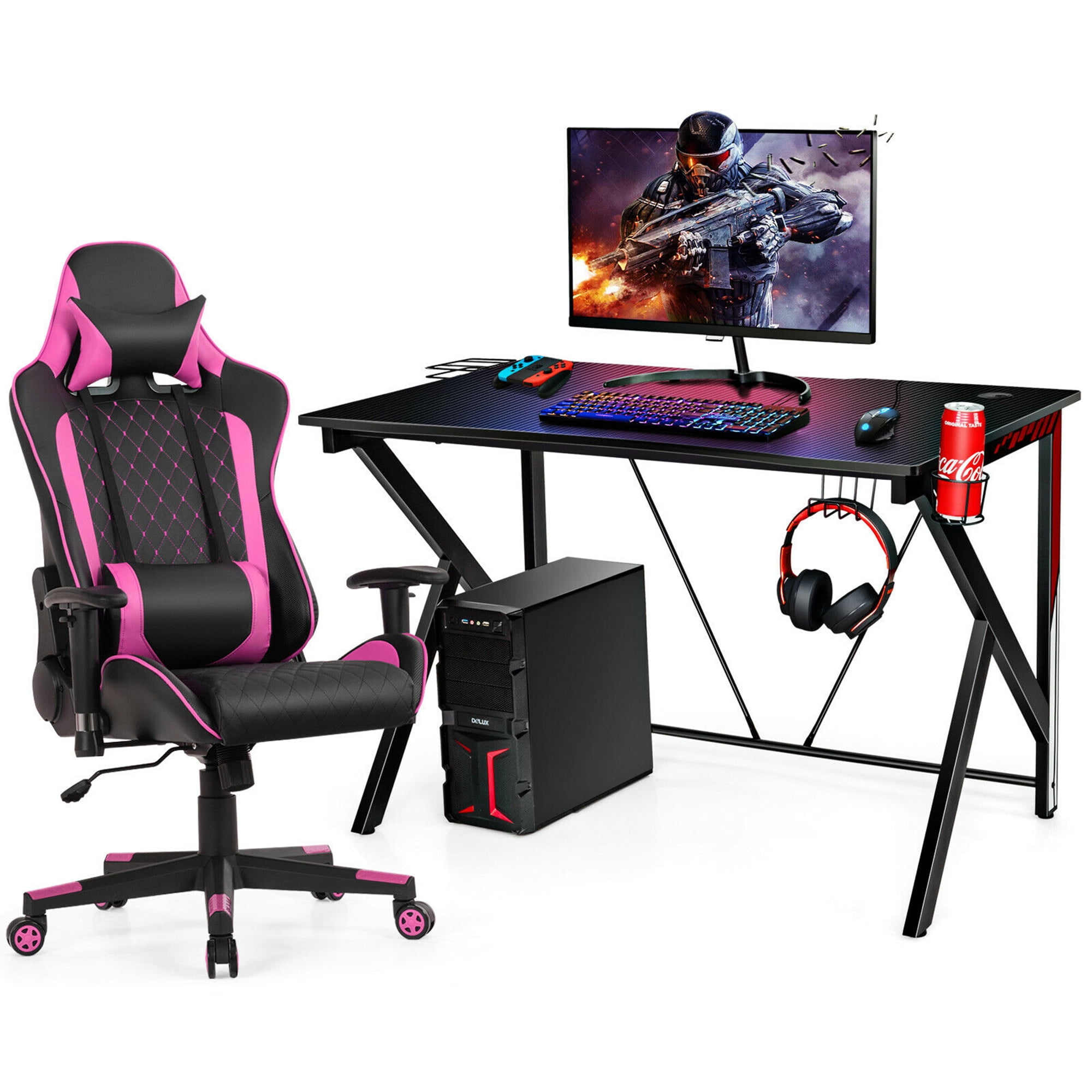 Gaming Desk Accessories, Gaming Chairs Hanging Bag, Organizer Storage Bag  for Gamer Chair with Water Bottle Holder, Hold Your Cell Phones, Chargers
