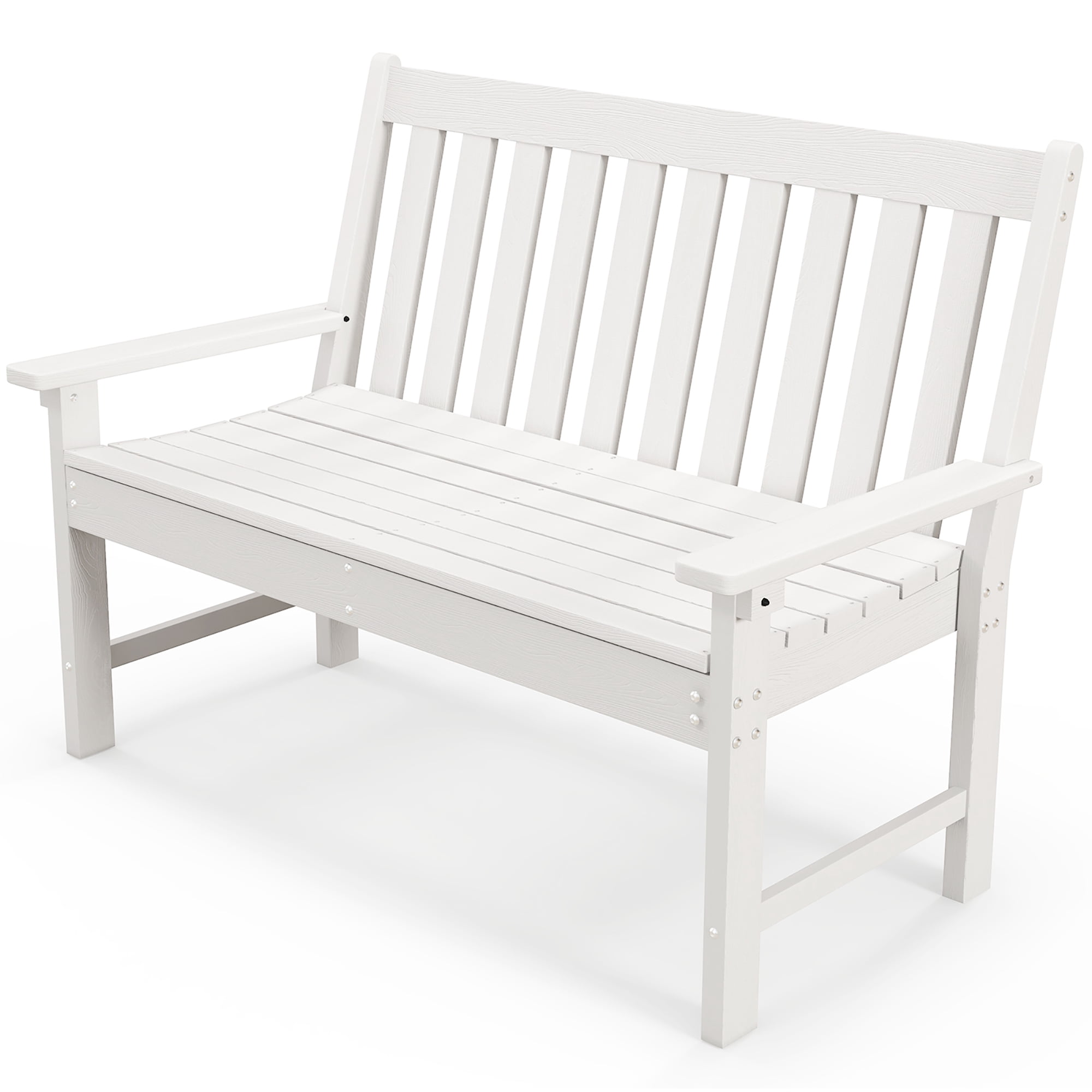 Gymax Garden Bench All-Weather HDPE 2-Person Outdoor Bench for Front ...