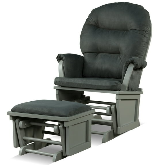 Gymax Gilder Rocking Chair with Ottoman, Dark Grey