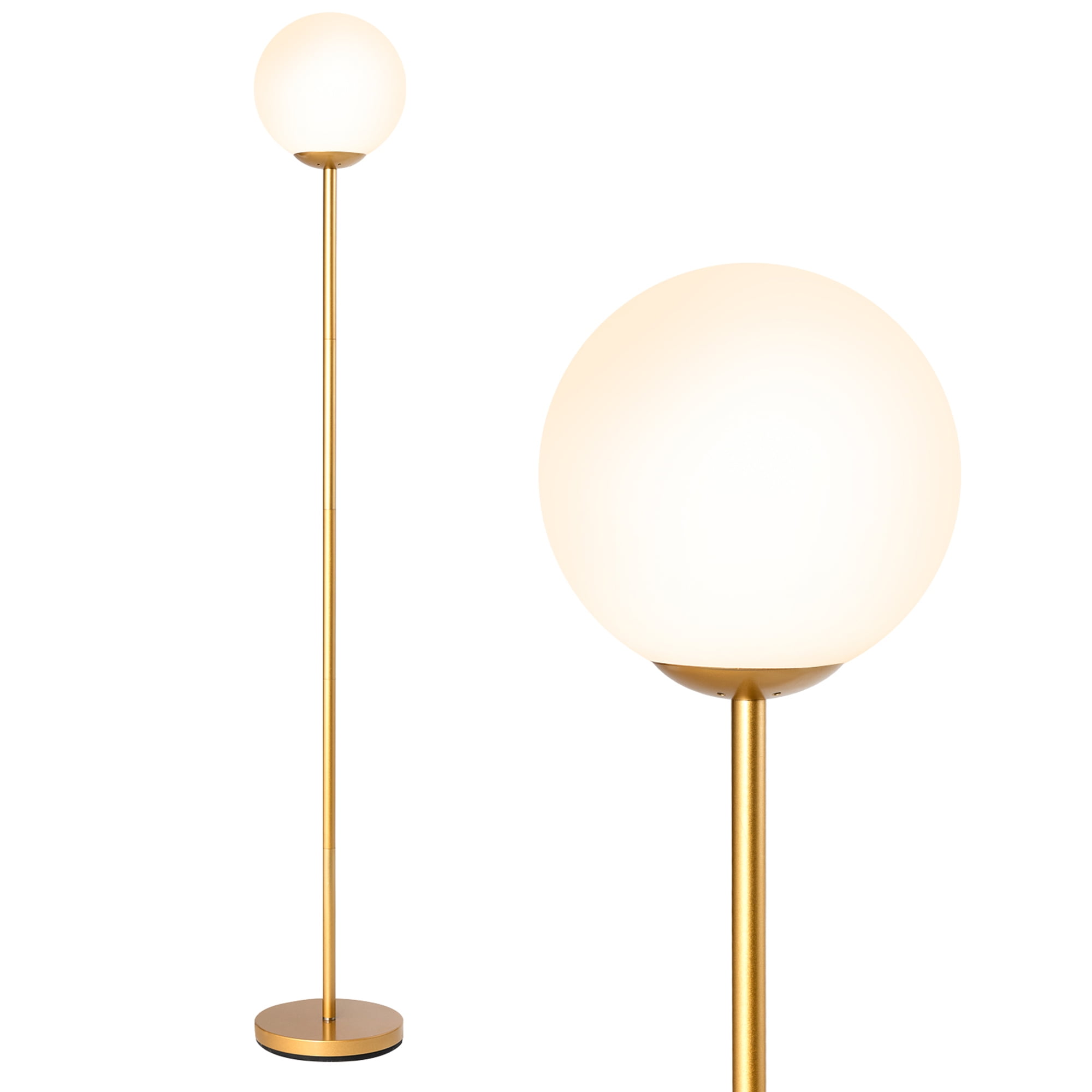 Gymax Glass Globe LED Floor Lamp w/ Glass Lampshade Bedroom Office