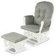 thumbnail image 1 of Gymax Glider and Ottoman Cushion Set Wood Baby Nursery Rocking Chair Light Grey, 1 of 10