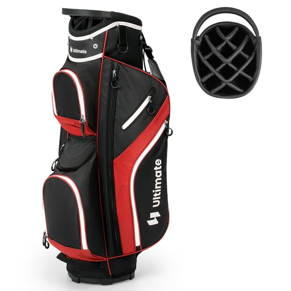 Gymax Golf Cart Bag Lightweight Golf Club Bag w/ 14 Way Dividers Top & Carry Handles Red
