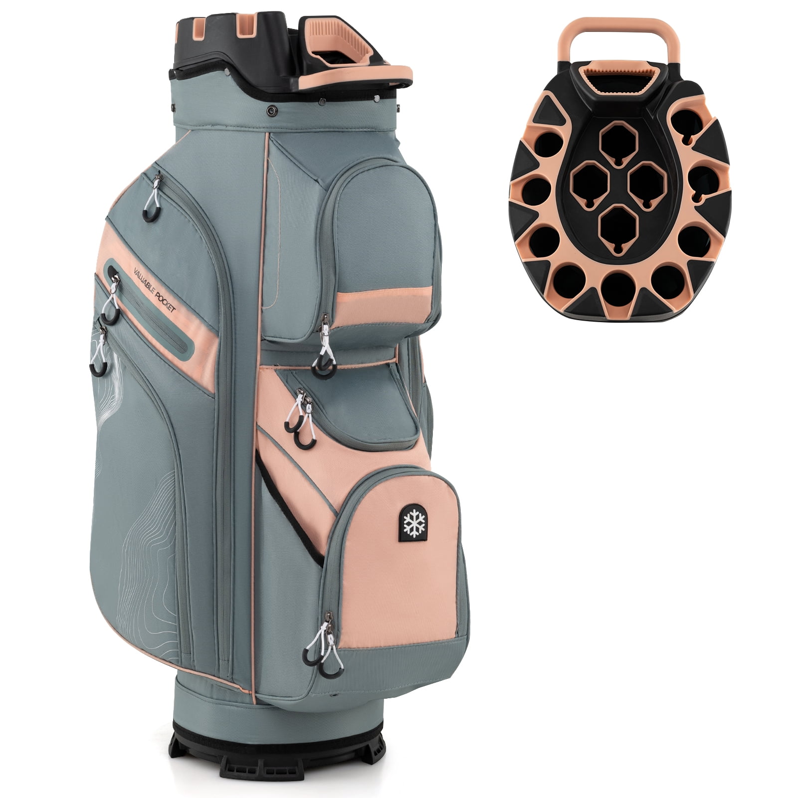 Gymax Golf Cart Bag Molded Lock Top Golf Bag w/14-Way Full Length Dividers 11 Pockets Dusty Pink