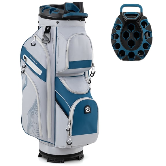 Gymax Golf Cart Bag Molded Lock Top Golf Bag w/14-Way Full Length Dividers 11 Pockets Navy