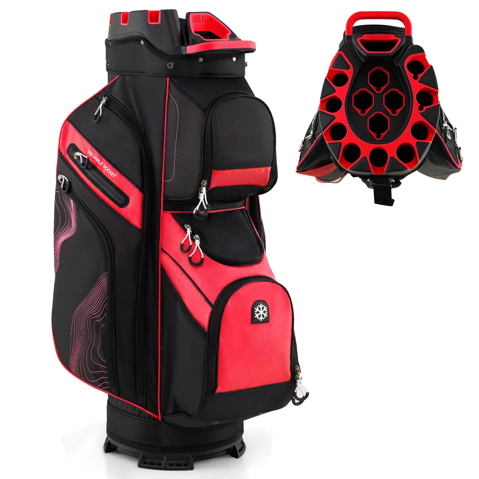 Gymax Golf Cart Bag Molded Lock Top Golf Bag w/14-Way Full Length Dividers 11 Pockets Red