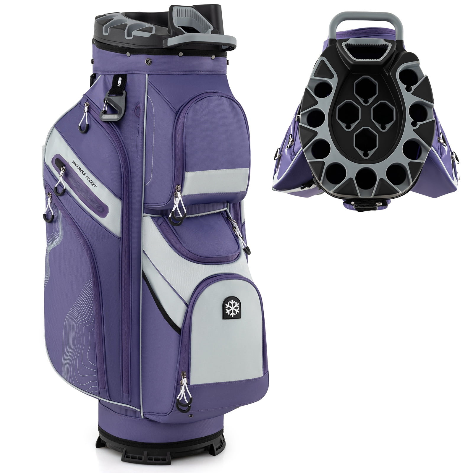 Gymax Golf Cart Bag Molded Lock Top Golf Bag w/14-Way Full Length Dividers 11 Pockets Violet