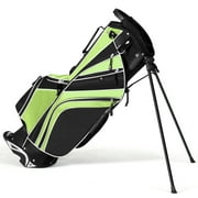 Gymax Golf Stand Bag 6 Way Divider Golf Carry Bag w/ Straps & 7 Storage Pockets Green