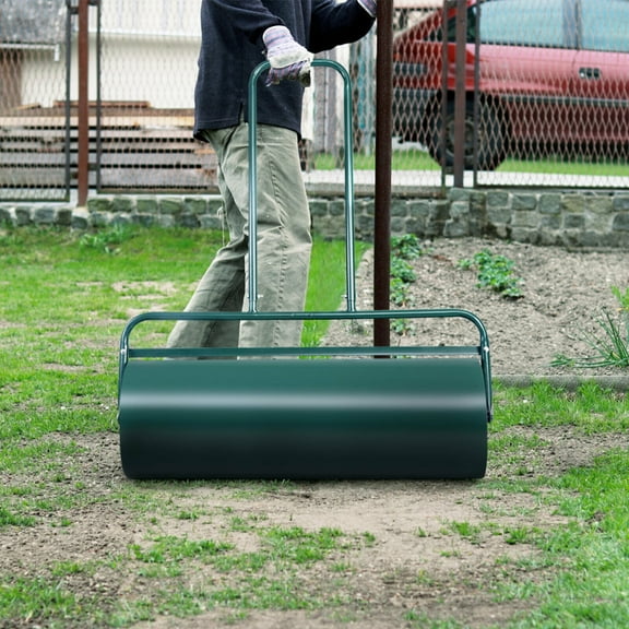 Gymax Green 17-Gallon Lawn Roller Heavy-Duty Steel Push/Pull Sod Roller 36'' x 12''