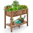 thumbnail image 1 of Gymax HIPS Raised Garden Bed Poly Wood Elevated Planter Box w/ Legs & Storage Shelf Coffee, 1 of 10