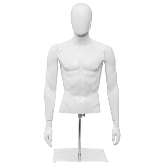 Gymax Half Body Mannequin Form Male Head Turn Display White