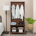thumbnail image 1 of Gymax Hall Tree Storage Bench Entry Stand Coat Hat Rack with Shelf & 3 Hooks Organizer Brown, 1 of 10