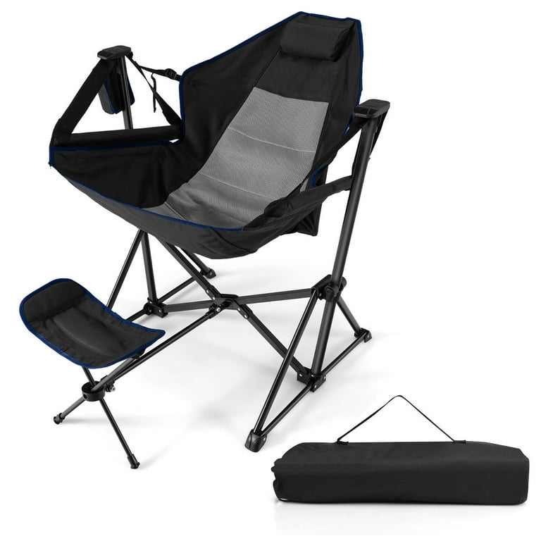 Bathonly Hammock Chair with Foot Rest, Sky Chair with Metal  Bar, Hanging Chair Outdoor with Side Pouch, Supportive Pillow, Max 330 LBS  Capacity, Black : Patio, Lawn & Garden