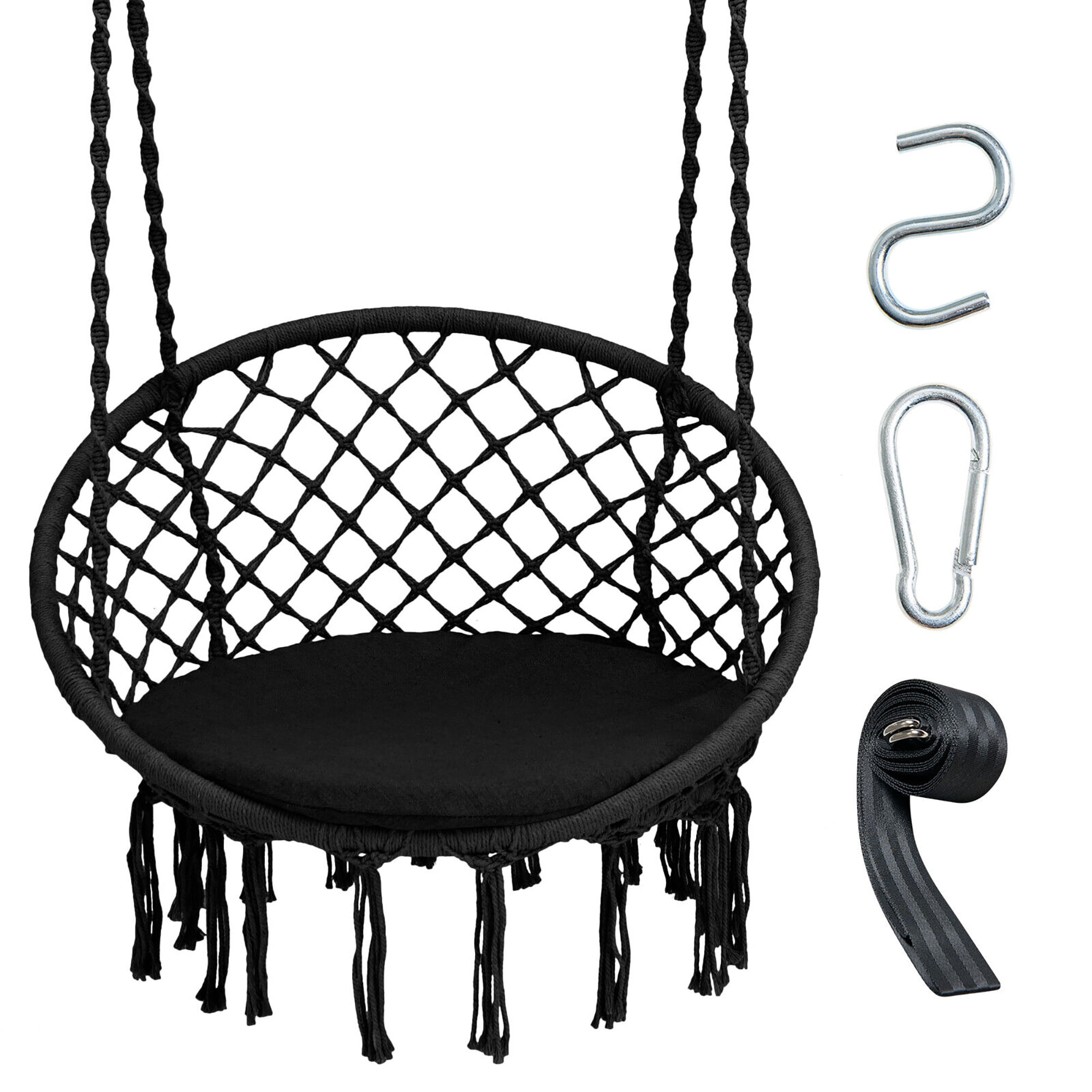 Gymax Hammock Swing Chair with Cushion Hanging Hardware Kit Indoor