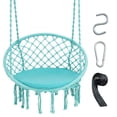 thumbnail image 1 of Gymax Hammock Swing Chair with Cushion Hanging Hardware Kit Indoor Outdoor Turquoise, 1 of 10