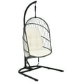 thumbnail image 1 of Gymax Hanging Hammock Egg Chair Patio Rattan Swing Chair w/ Stand & Beige Cushions, 1 of 9