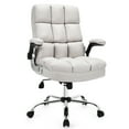 thumbnail image 1 of Gymax High Back Big & Tall Office Chair Adjustable Swivel w/Flip-up Arm Beige, 1 of 10