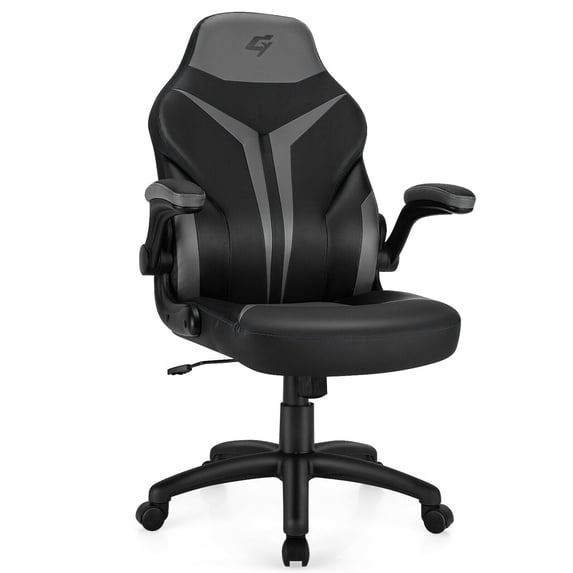 Gymax High Back Gaming Chair Height Adjustable Swivel Computer Office Chair Grey