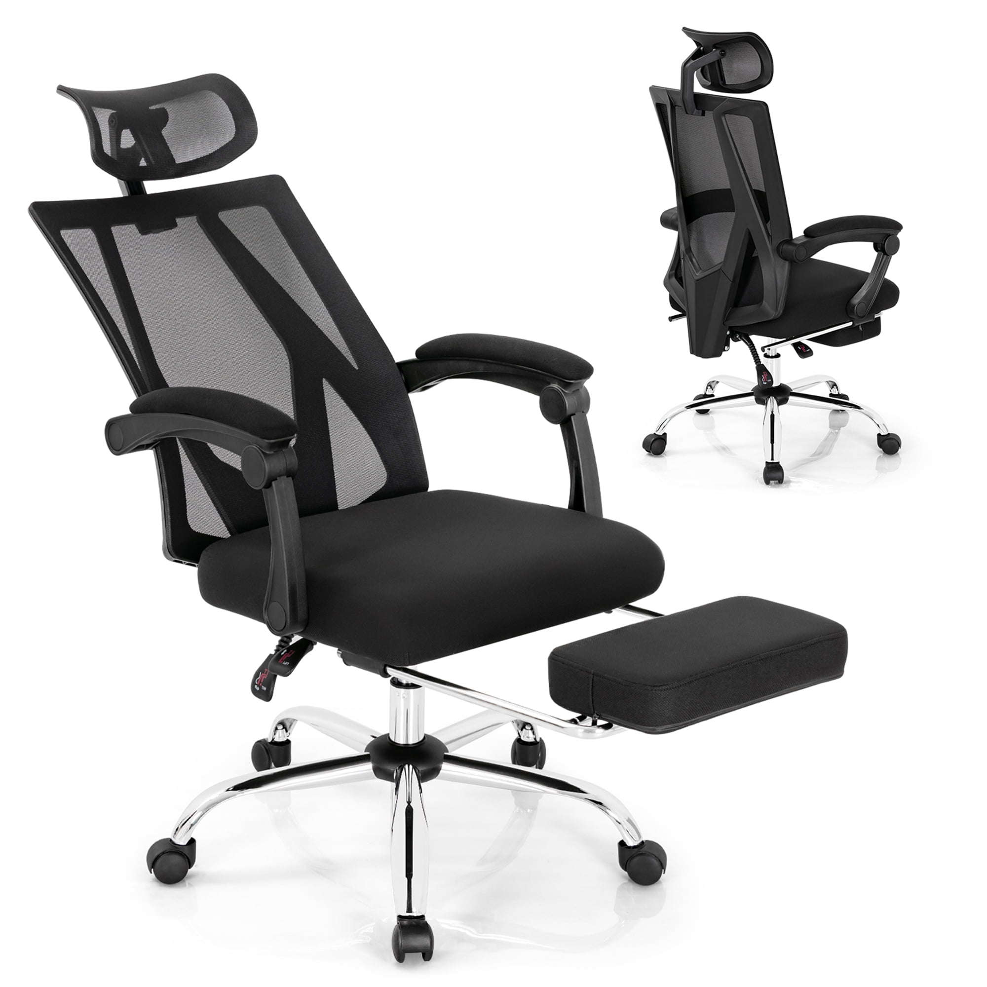 High Back Office Chair with Footrest - Reclining Executive