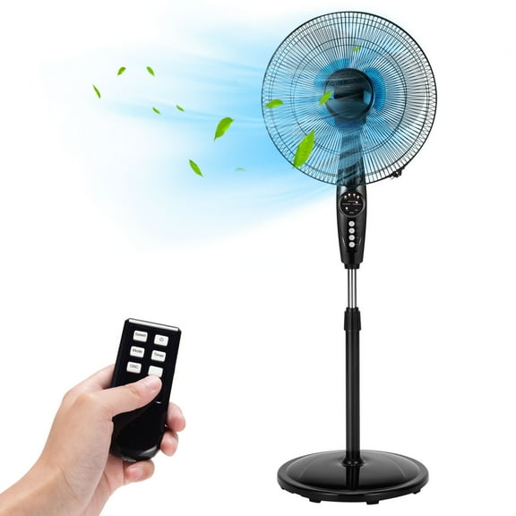 Gymax Home Office 18'' Dual Blade Pedestal Fan Adjustable Oscillating Stand Fan