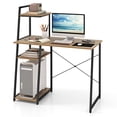 thumbnail image 1 of Gymax Home Office Desk Computer Desk w/ Bookshelf Host Stand Metal Frame Study Writing Desk, 1 of 10
