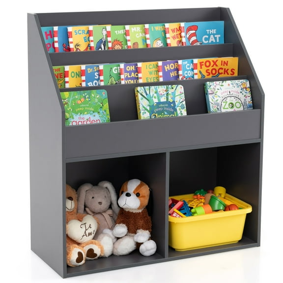 Gymax Honeyjoy Kids Wooden Bookshelf Bookcase Children Toy Storage Cabinet Organizer