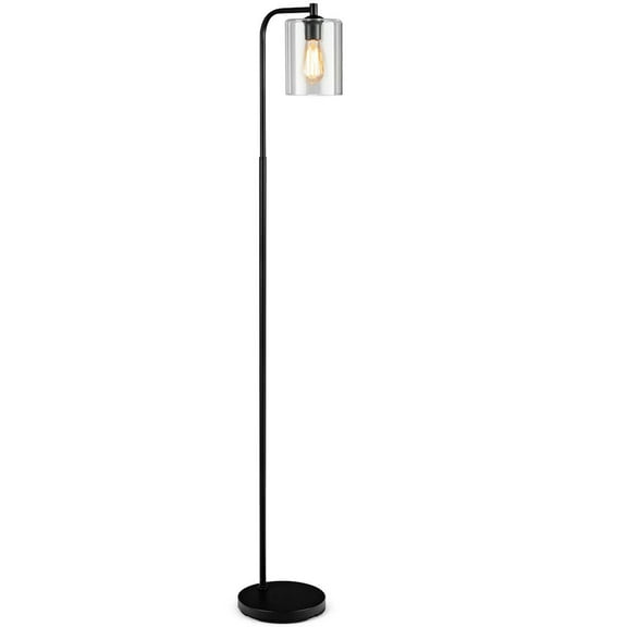 Gymax Industrial Floor Lamp Indoor Modern Tall Pole Lamp for Office w/ Glass Shade