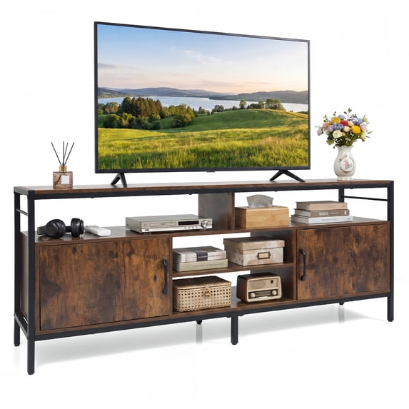 Gymax TV Stand for TVs up to 65'' Entertainment Center w/ 2 Storage Cabinets & 4 Open Shelves