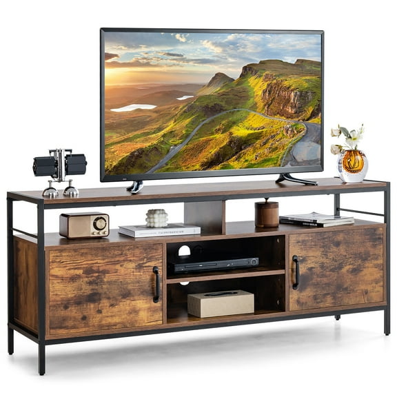 Gymax Industrial TV Stand for TVs up to 65'' Media Center w/ Cabinets & Adjustable Shelf