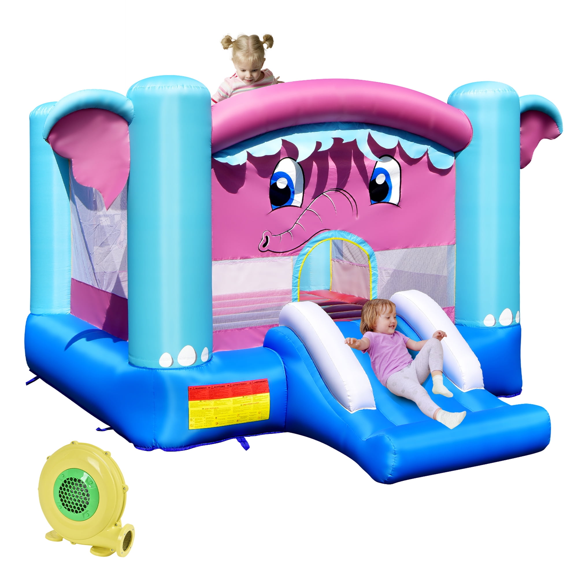 Gymax Inflatable Bounce House 3-in-1 Elephant Theme Inflatable Castle w/ 480W Blower