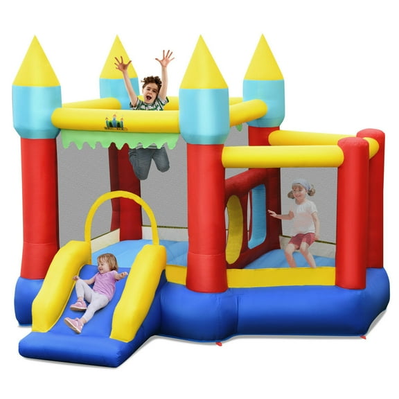 Gymax Inflatable Bounce House Slide Jumping Castle Ball Pit Tunnels Without Blower