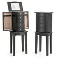 thumbnail image 1 of Gymax Jewelry Armoire w/ Top Flip Mirror Standing Jewelry Chest w/ 4 Drawers Black, 1 of 10